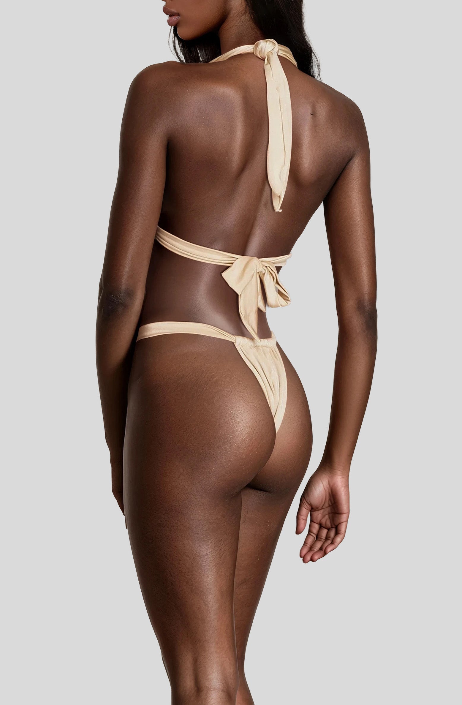 WILLA BOTTOM in Beige, back view, ÔNNE swimwear