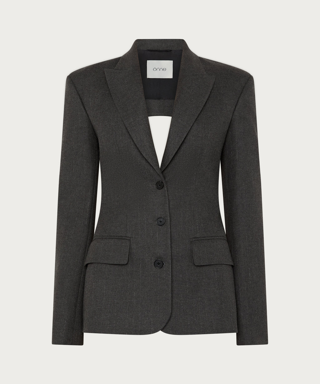 The Cut-Out Tailored Blazer Grey Stripes