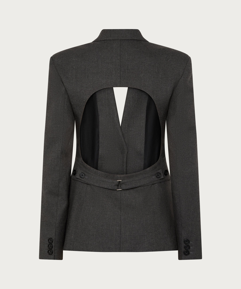 The Cut-Out Tailored Blazer Grey Stripes