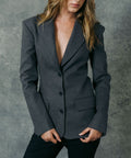 The Cut-Out Tailored Blazer Grey Stripes