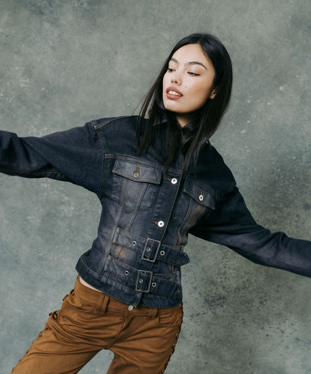 The Double Belt Denim Jacket