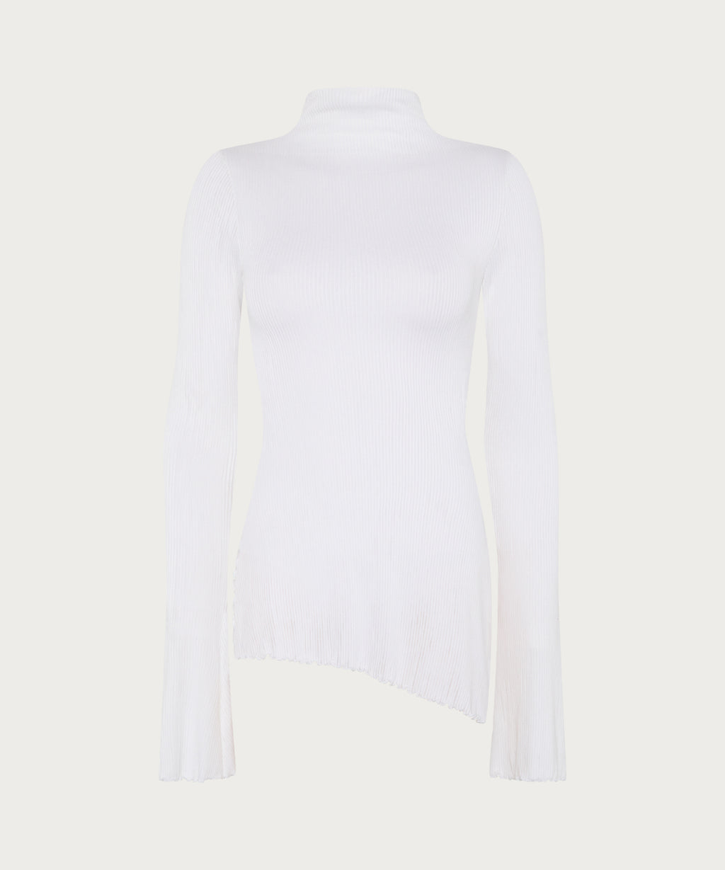 The Asymmetric Ribbed Top White