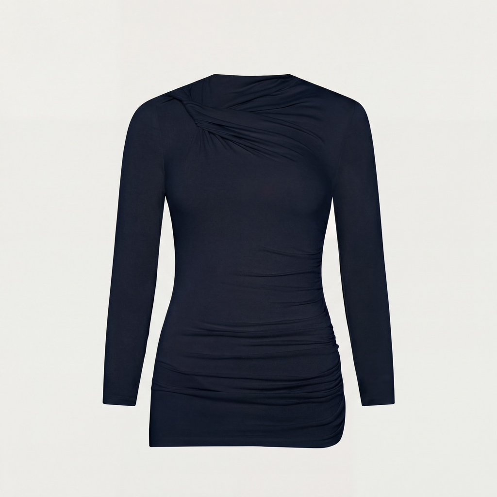 THE DRAPPED LONG SLEEVE TOP BLACK