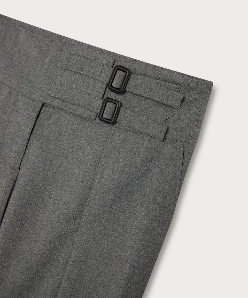 The Low-Rise Buckle Detail Trouser Grey