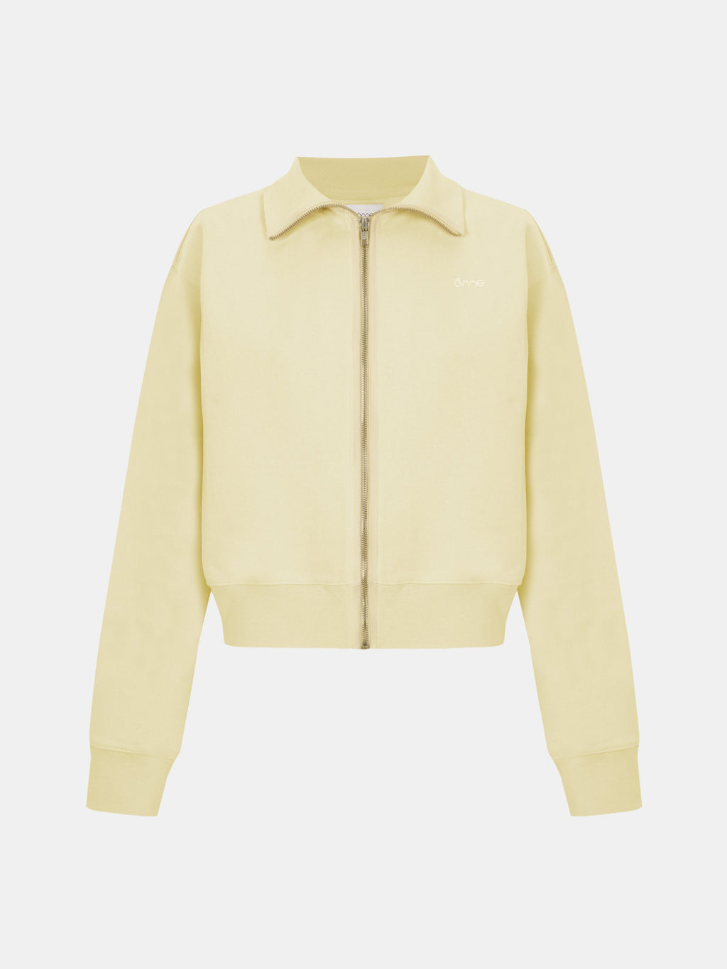 Alma Jacket in Creamy Yellow, silhouette, front, ÔNNE activewear