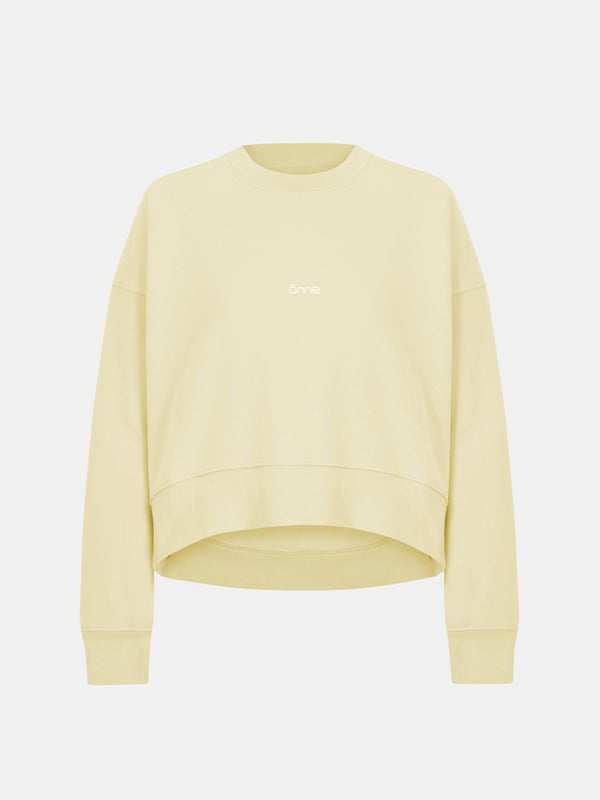 Elara Hoodie Baggy in Creamy Yellow, silhouette, front, ÔNNE activewear