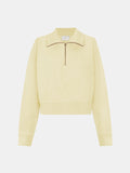 Luma Hoodie Half in Creamy Yellow, silhouette, front, ÔNNE activewear