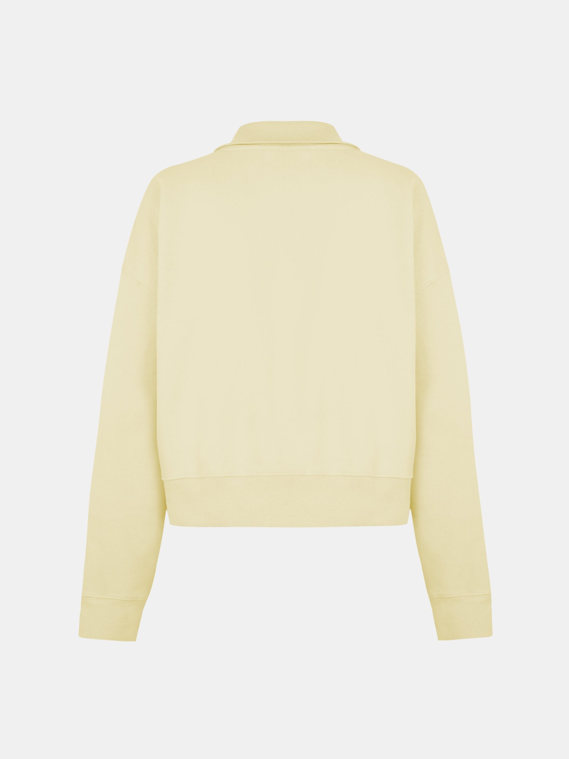Luma Hoodie Half in Creamy Yellow, silhouette, back, ÔNNE activewear