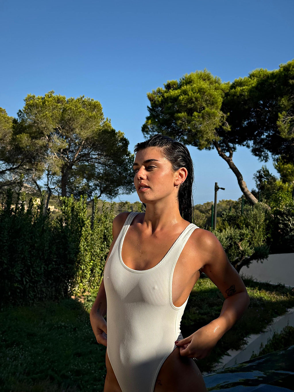 Phoenix One piece Rib in White, ÔNNE swimwear