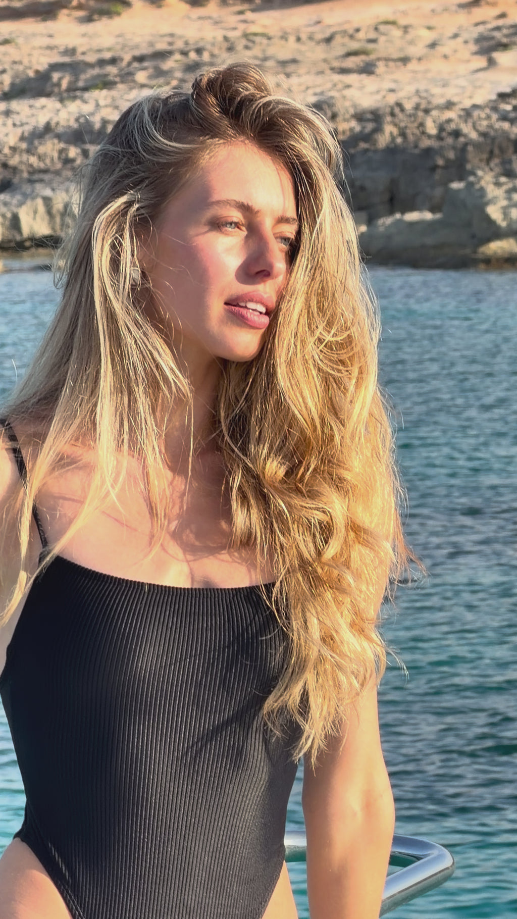 Line One piece Rib in Black, ÔNNE swimwear