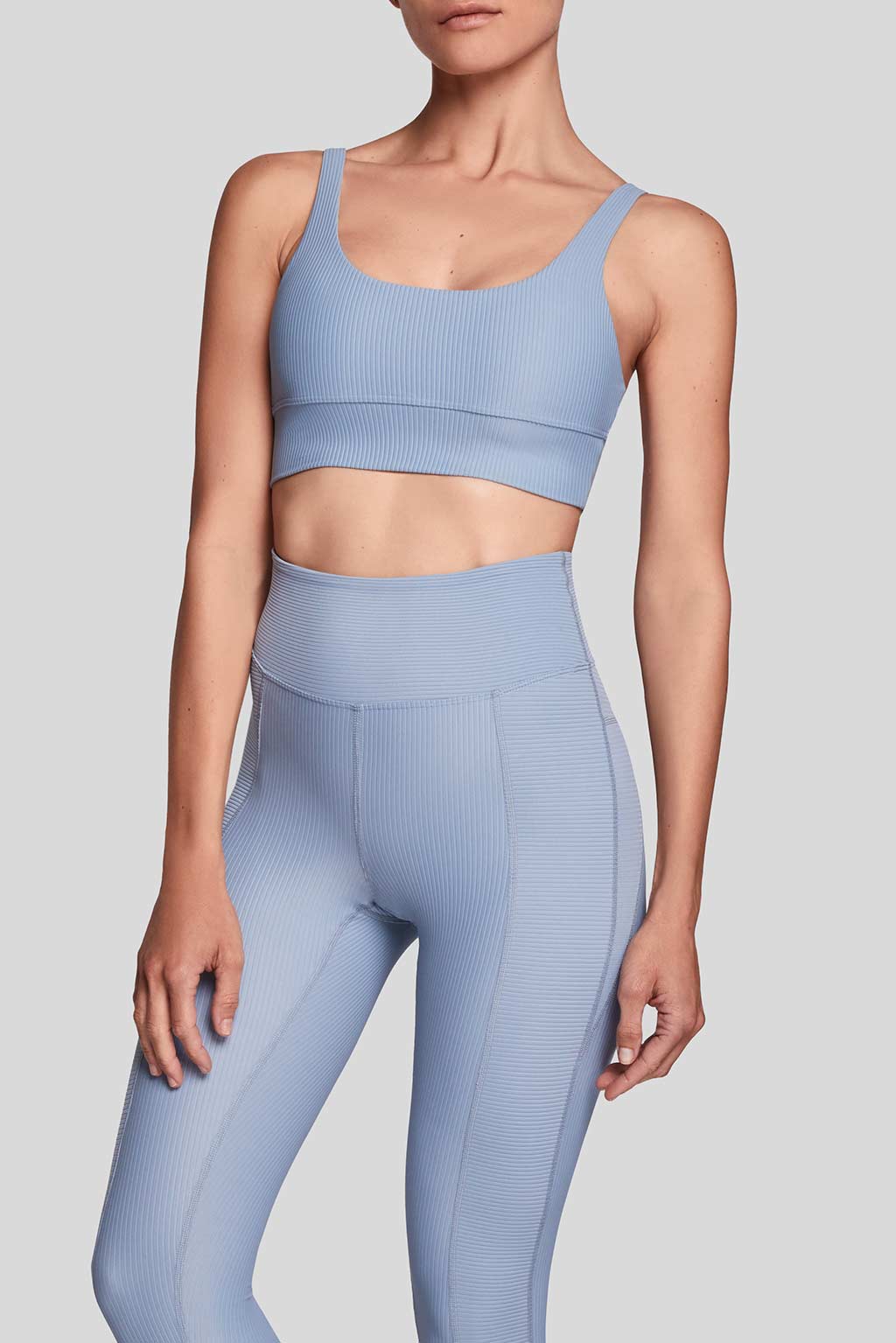 Mia Top in Grey Blue, front view, ÔNNE activewear