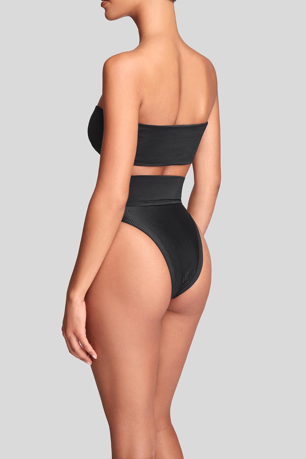 Maura Bottom Rib in Black, back view, ÔNNE swimwear